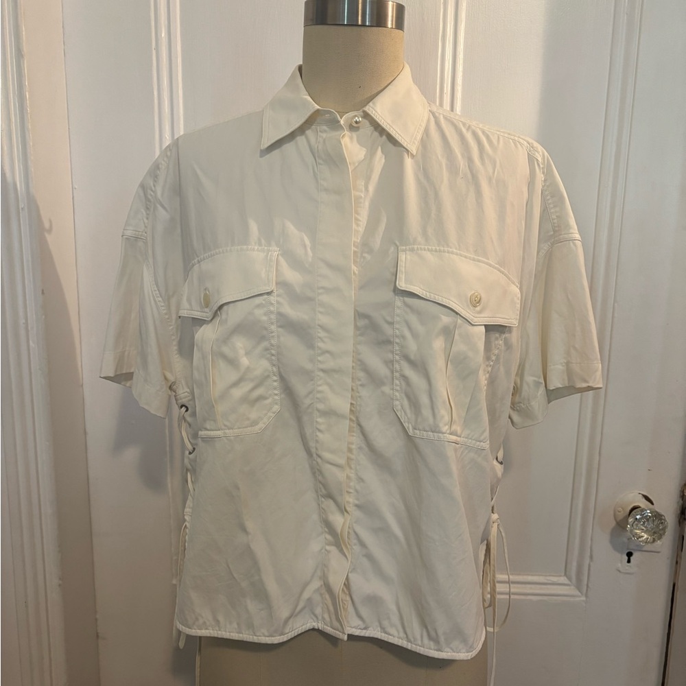 Rag and Bone cropped button up with pearl detail